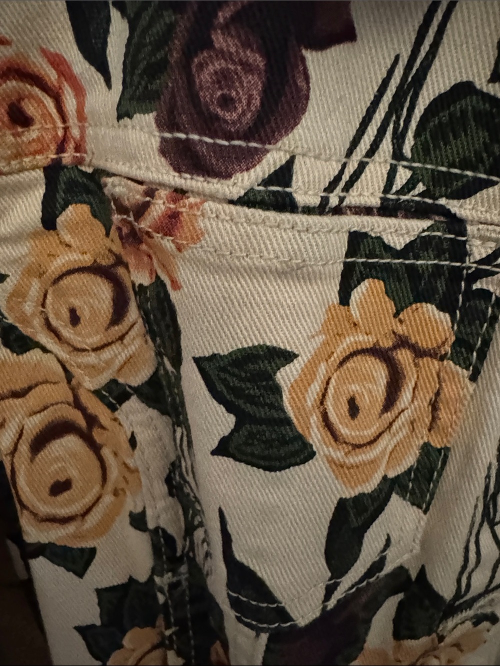 VENUS Floral Button Jacket in Cream, Mustard & Burgundy - Picture 4 of 5